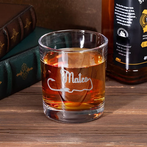 Personalized Name Fishing Hook Whiskey Glass
