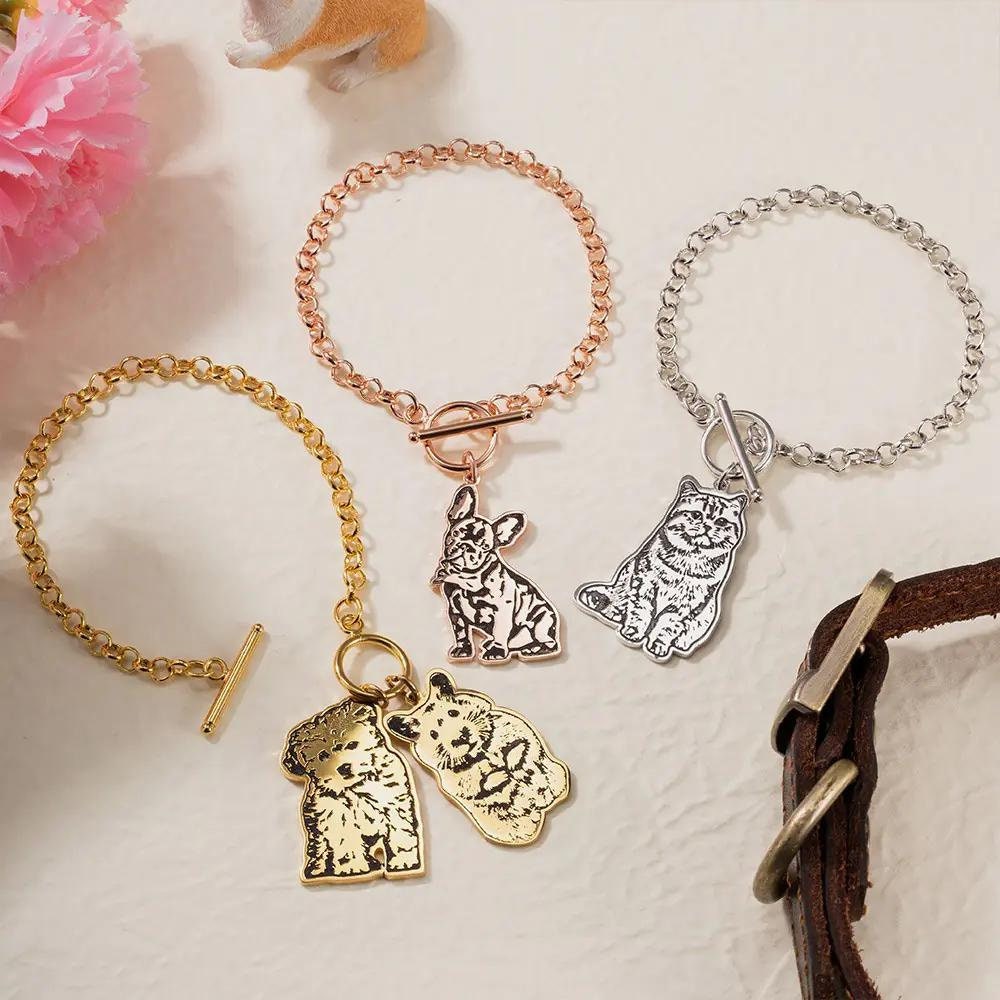 Custom Pet Portrait Bracelet with Custom Engraving
