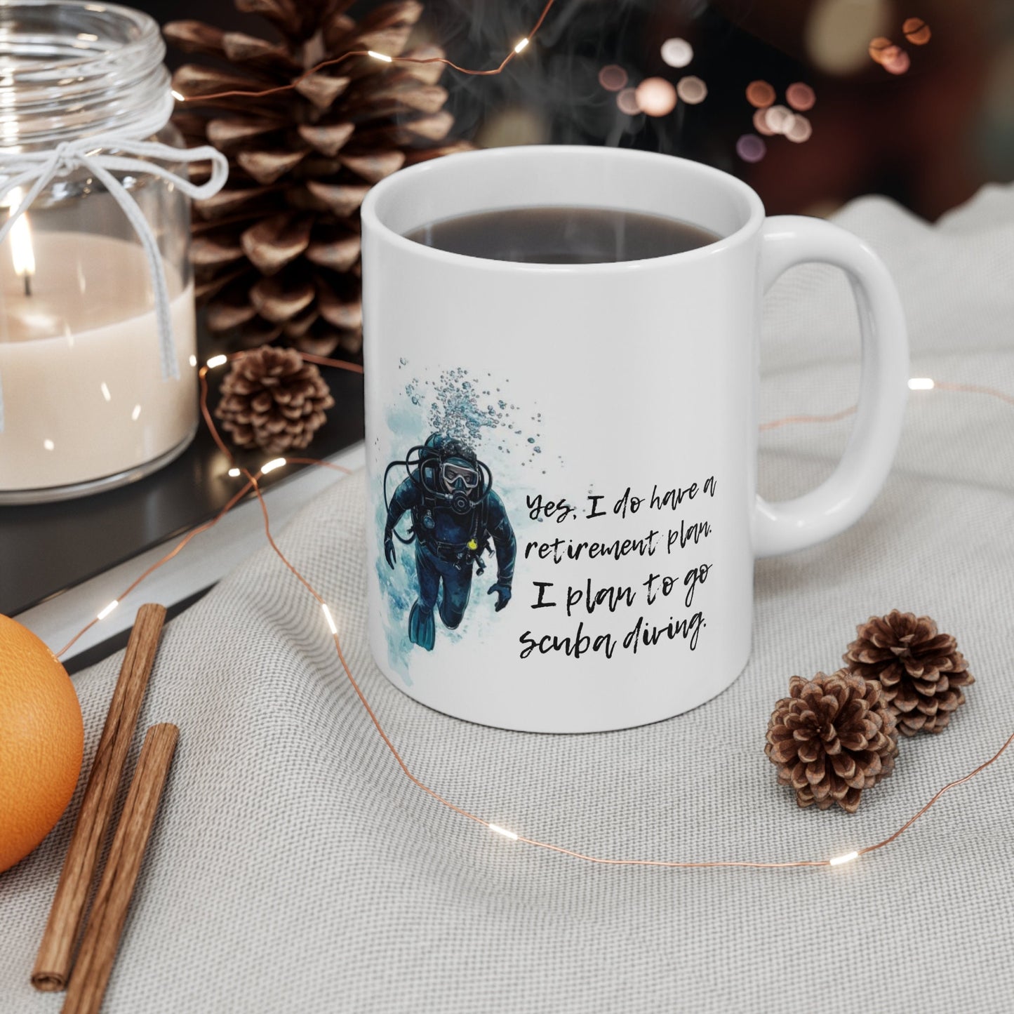 Scuba Diver Retirement Plan Themed 11oz Ceramic Mug