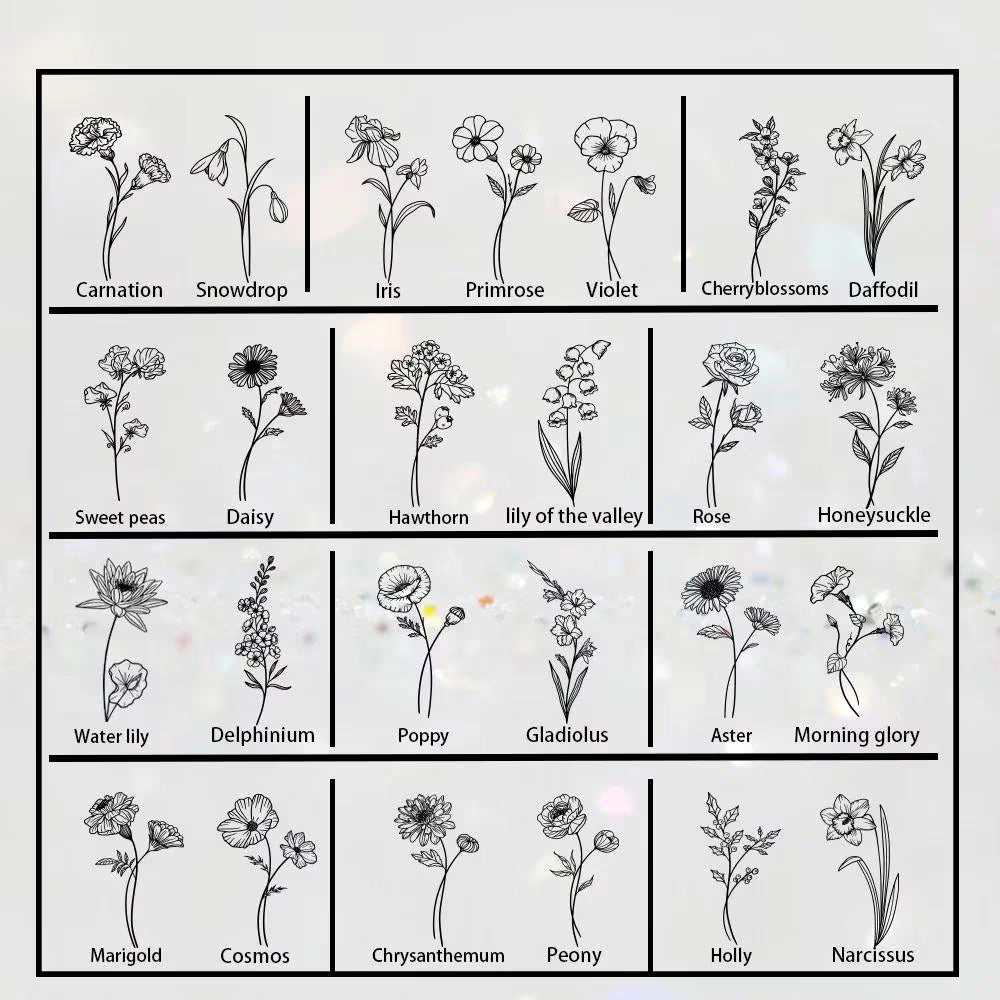 Personalized Birth Flower Zip Up Card Holder with Name