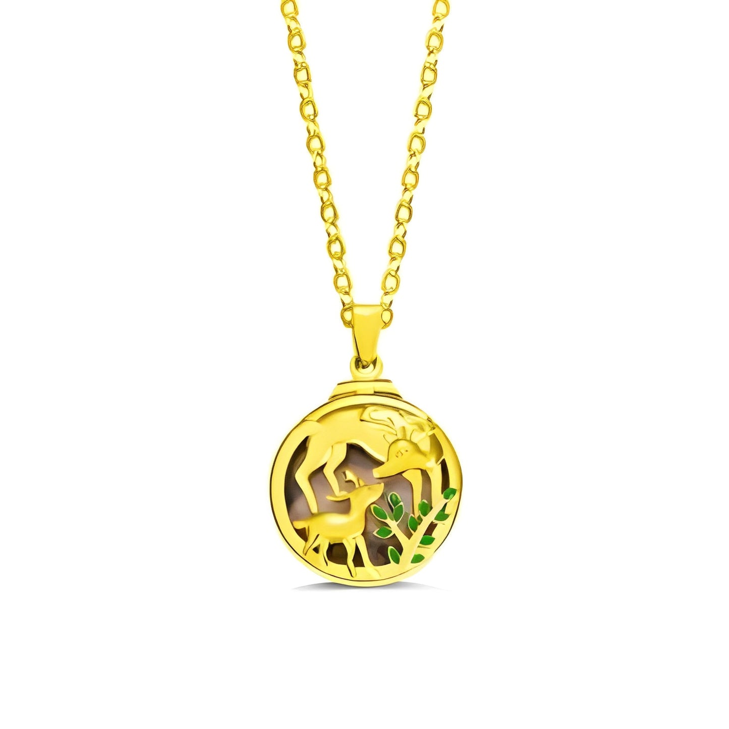 Custom Photo Elk Locket Necklace (Mother & Baby) + Engravings