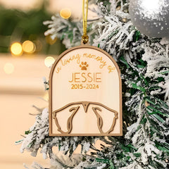 Personalisierter Weihnachtsbaumschmuck aus Holz in Form von Hundeohren
