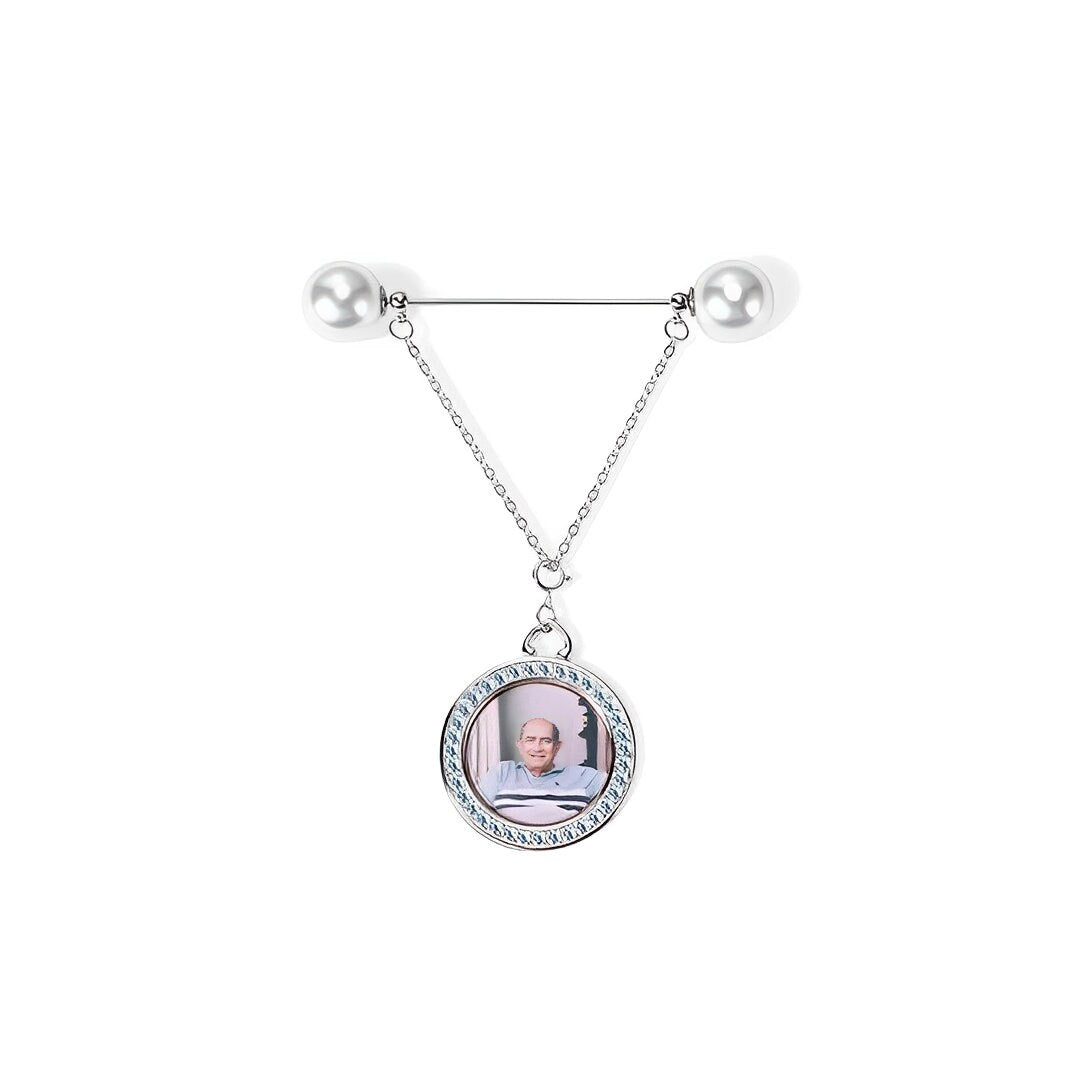 Custom Photo Bridal Bouquet Charm + Backside Engraving