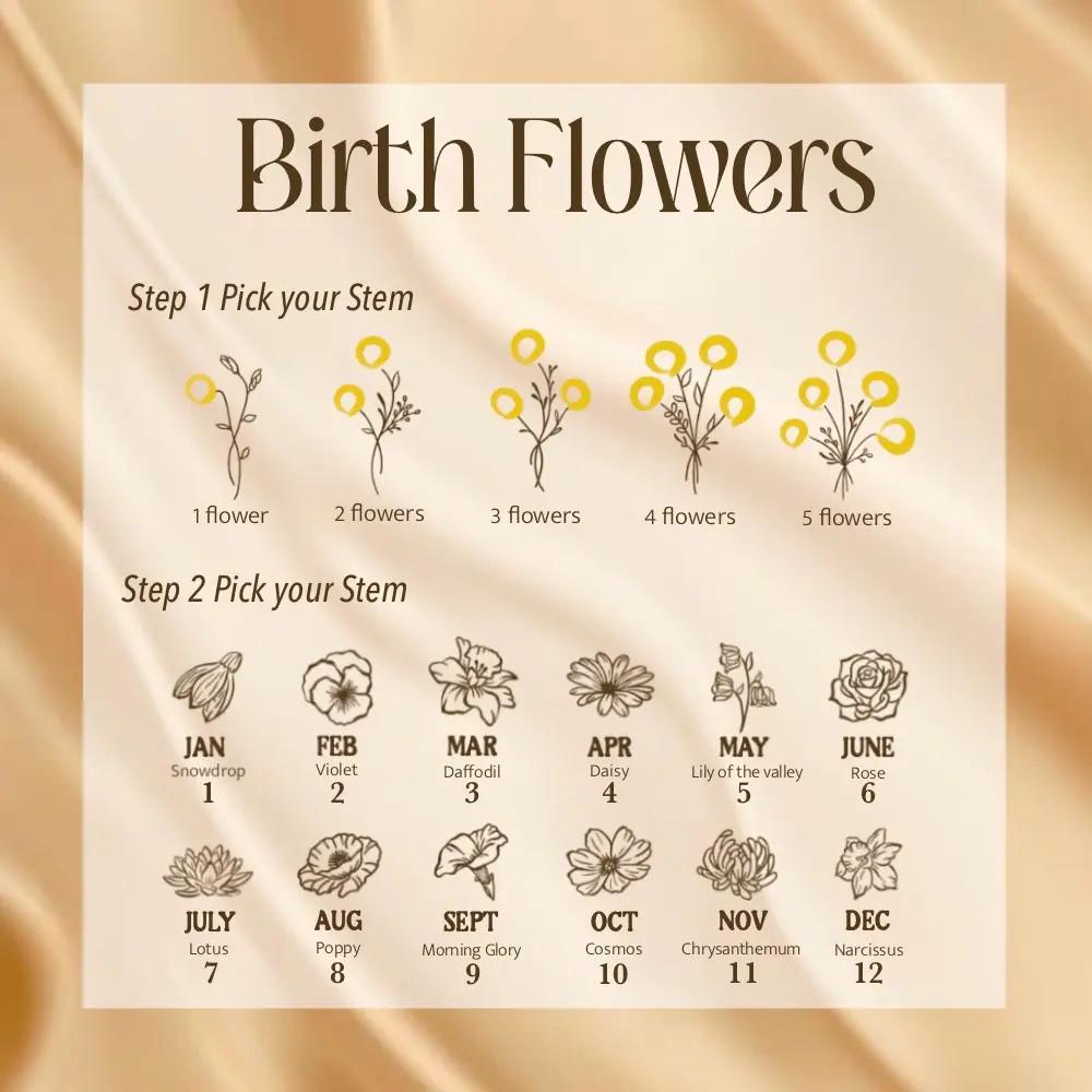 Custom Birth Flower Bouquet Cross Ring with Inner Engraving