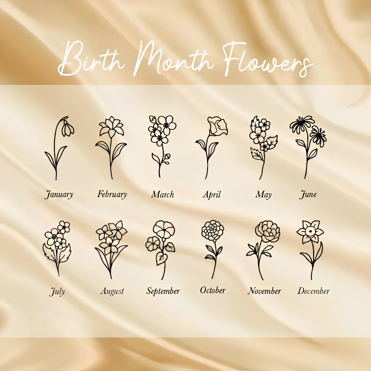Custom Infinity 2 Birth Flowers Ring with Inner Engraving