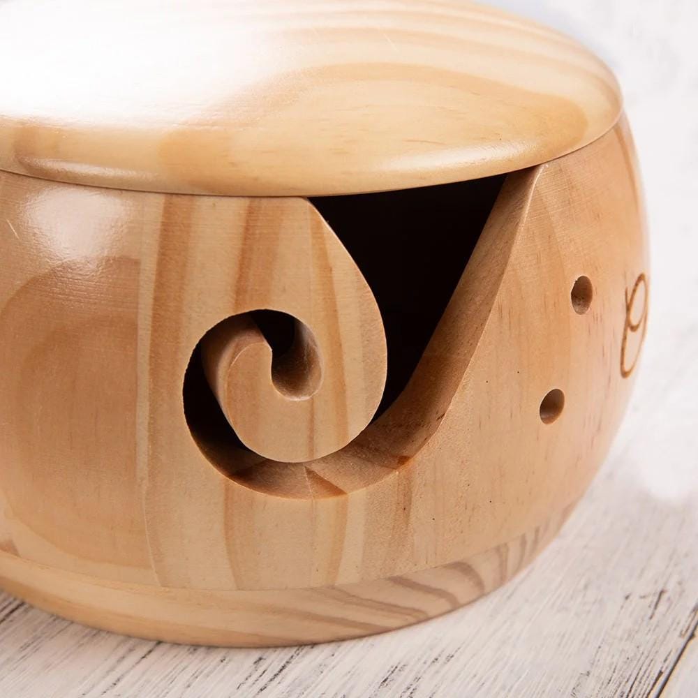 Personalized Name Wooden Yarn Bowl for Knitting & Crochet