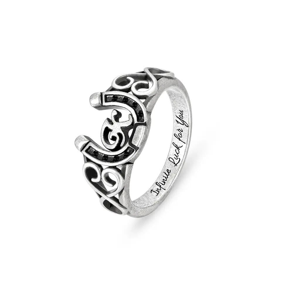 Custom Initial Horseshoe Ring + Inner Band Engraving
