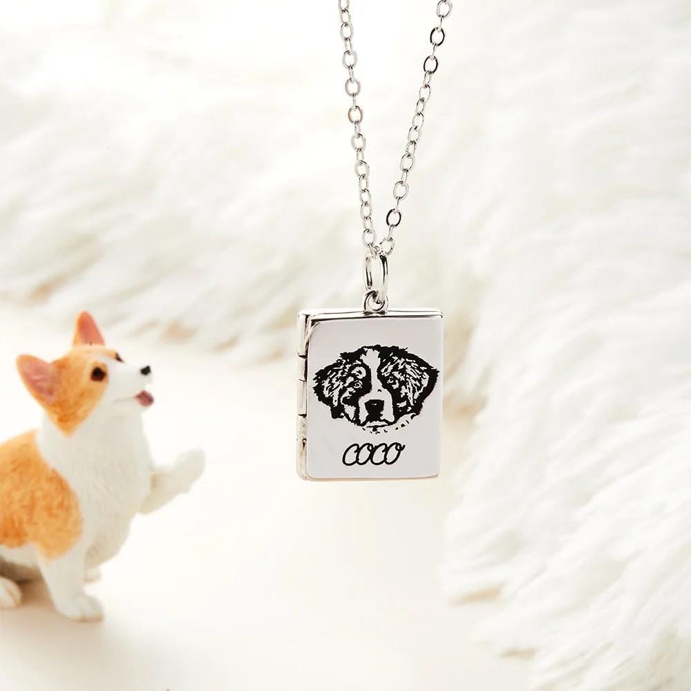 Personalized Pet Portrait Book Locket Necklace