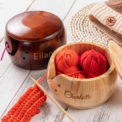 Personalisierte Holzgarnschale für Stricken & Häkeln