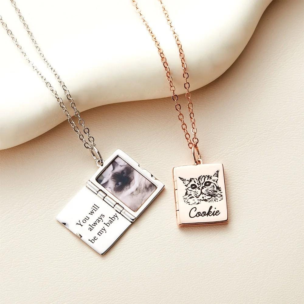 Personalized Pet Portrait Book Locket Necklace