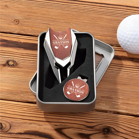 Ensemble de réparation de divots de golf personnalisé avec marque-balle magnétique