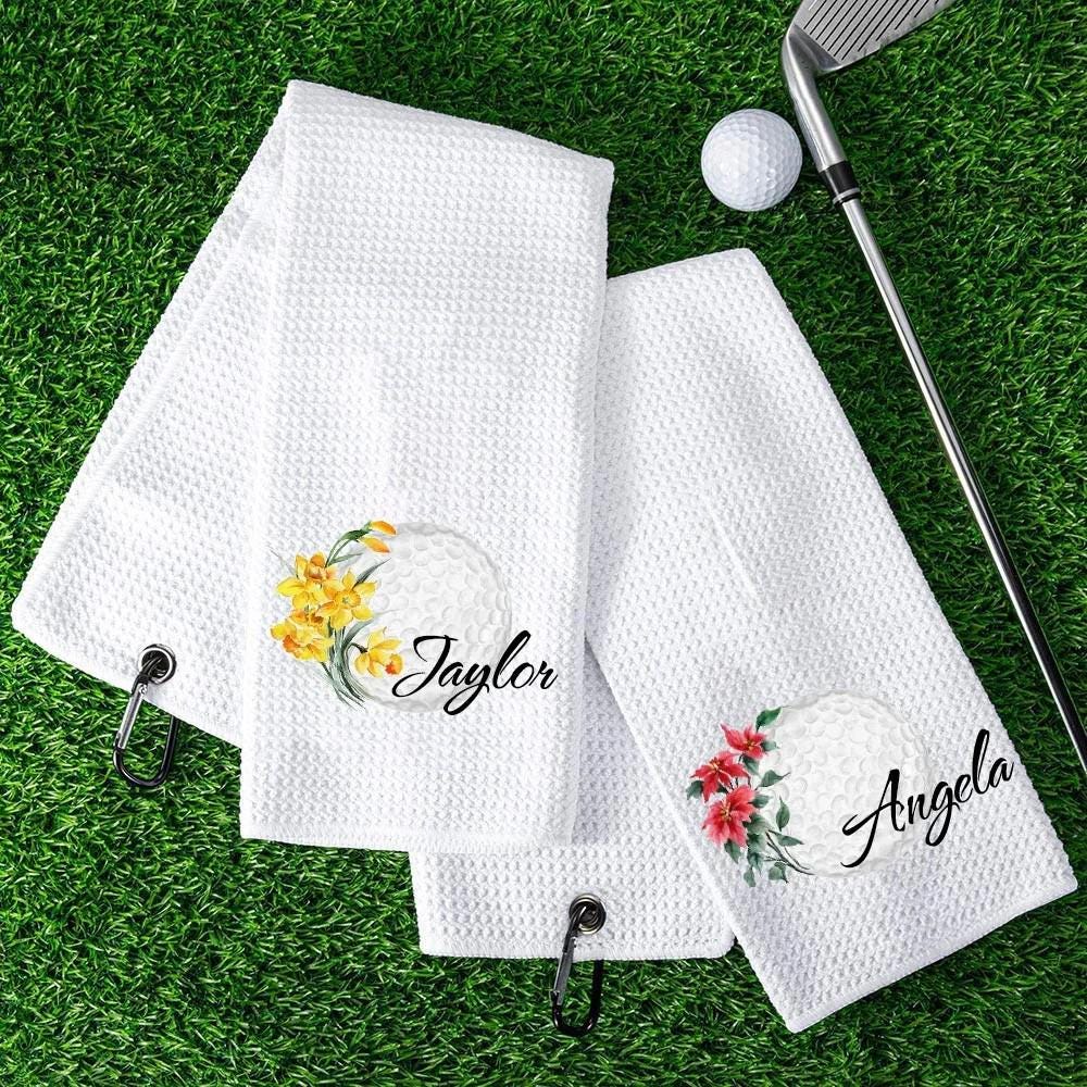 Personalized Birth Flower & Name Golf Towel