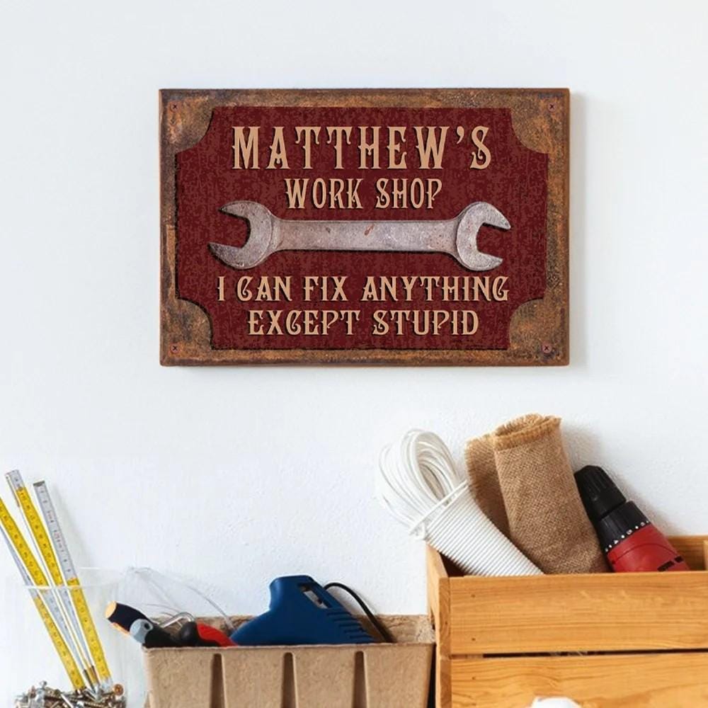 Customized Men's Tinplate Workshop Sign