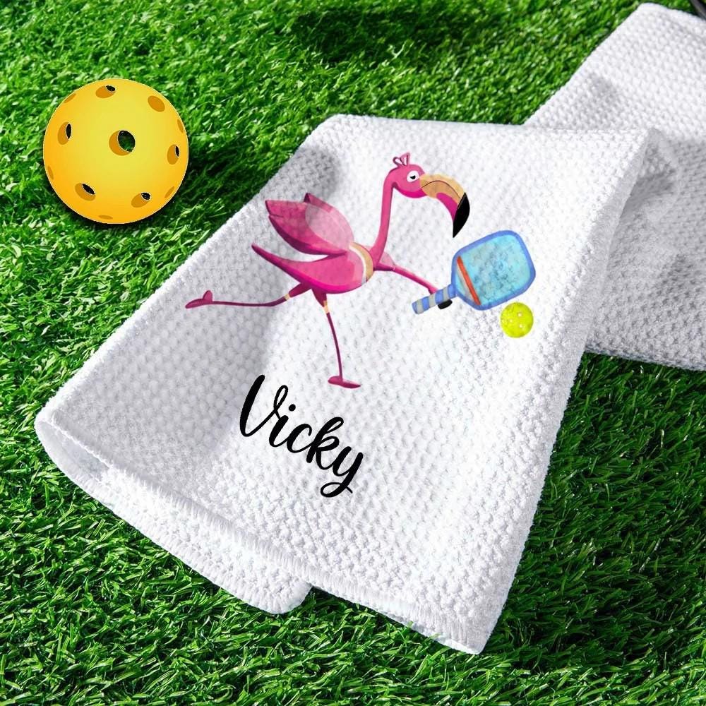 Personalized Name Flamingo Pickleball Towel