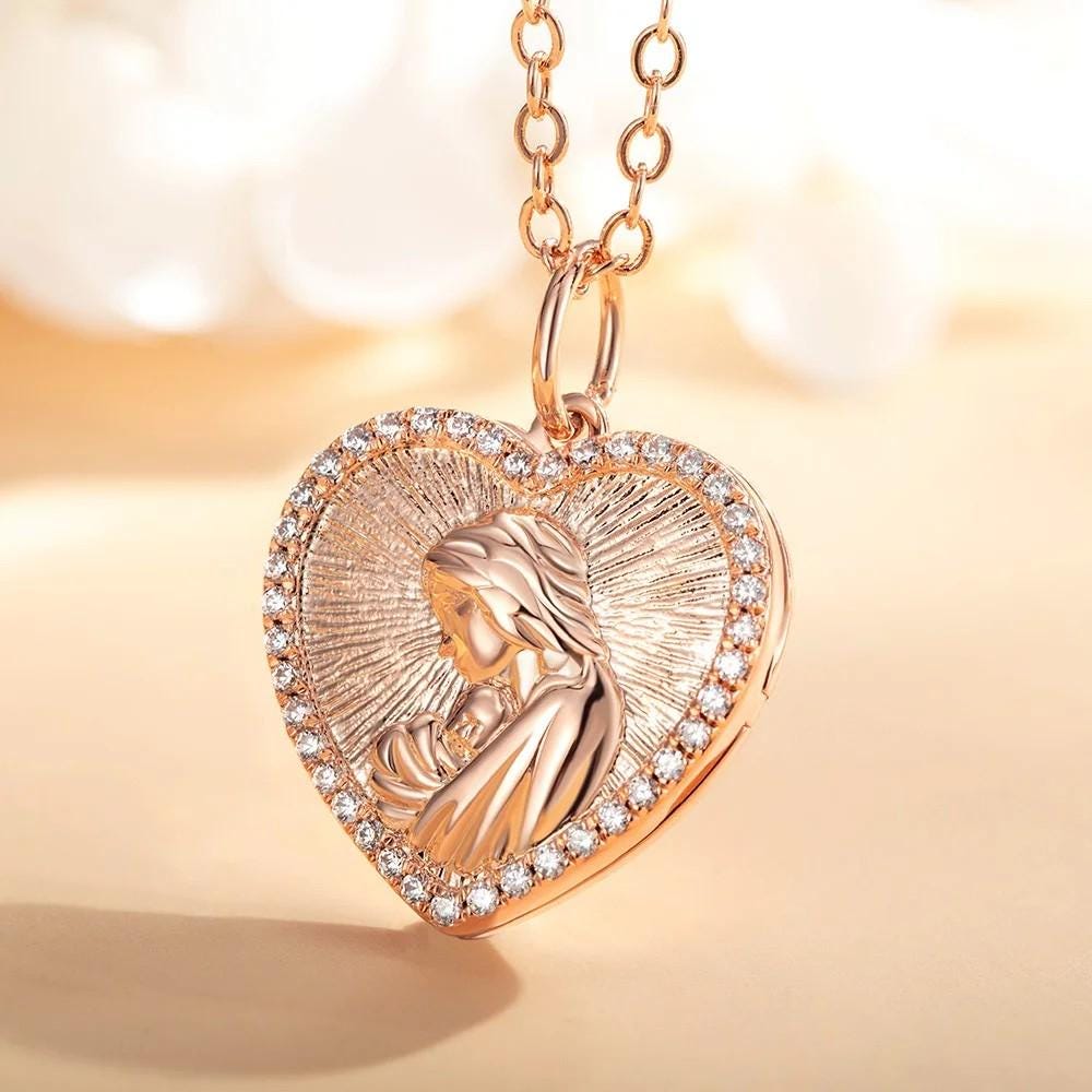 Personalized 3D Embossed Maternal Love Heart Necklace