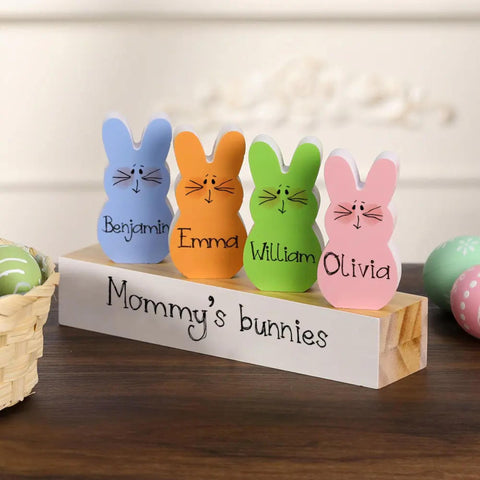 Custom Name Easter Bunny Wooden Block Set