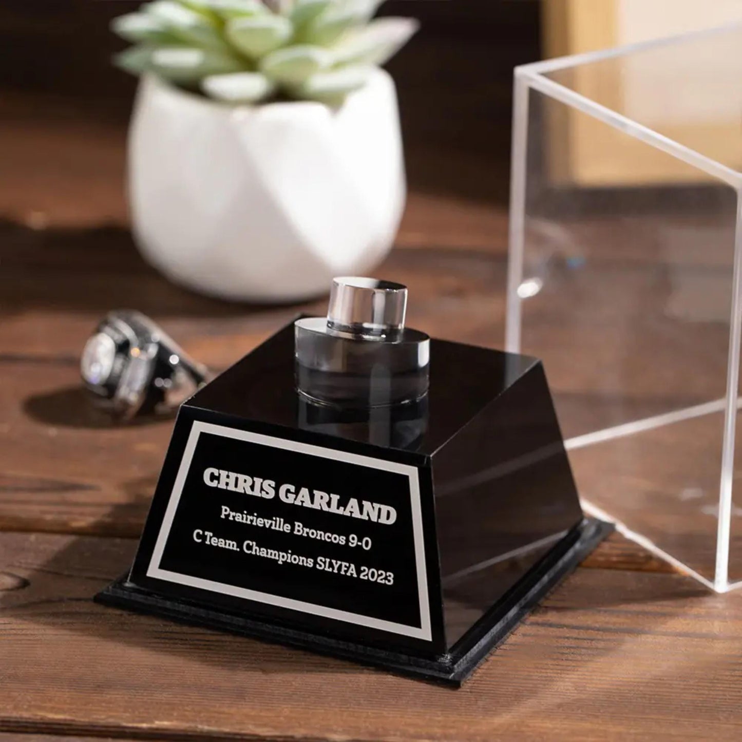 Custom Engraved Championship Ring Display Case