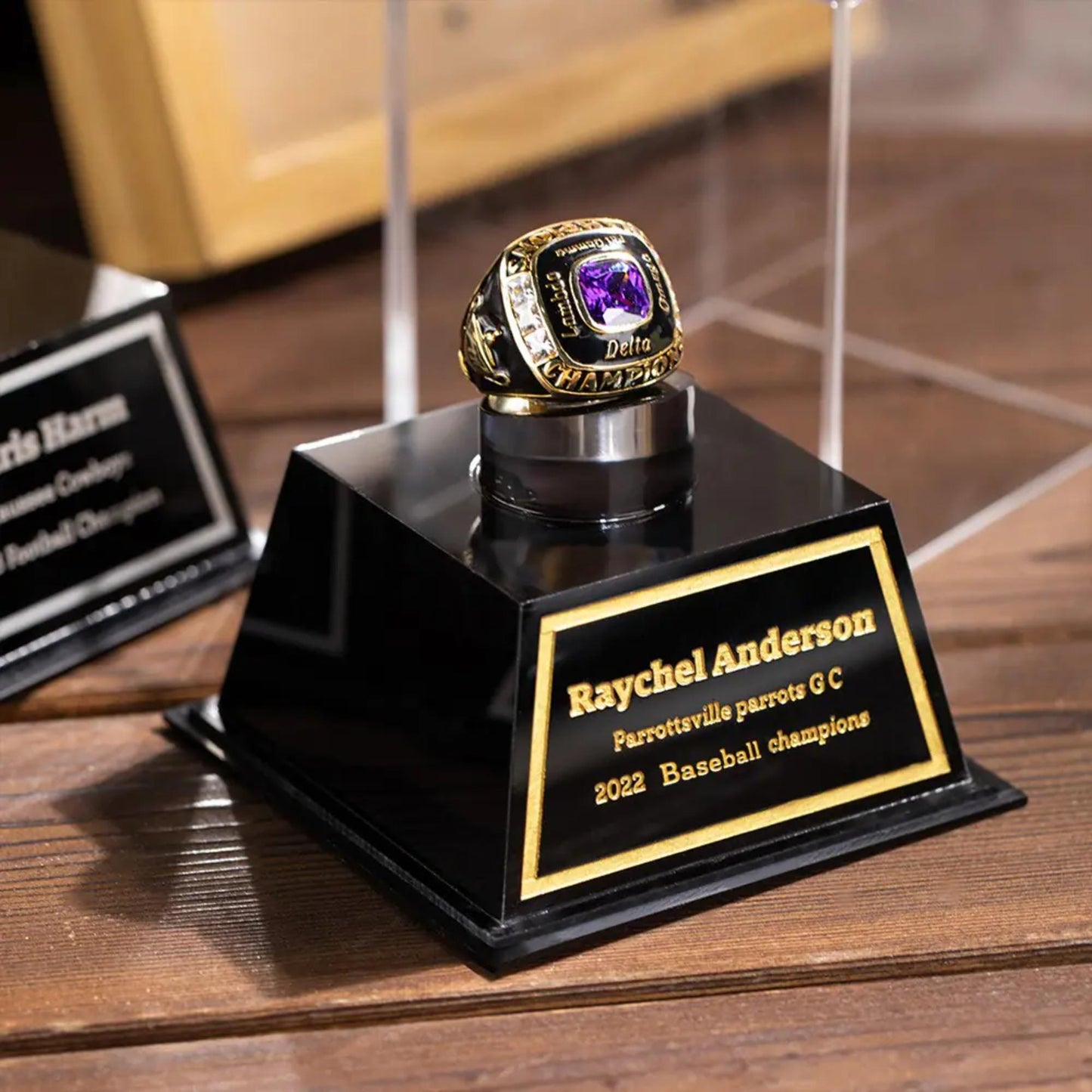 Custom Engraved Championship Ring Display Case