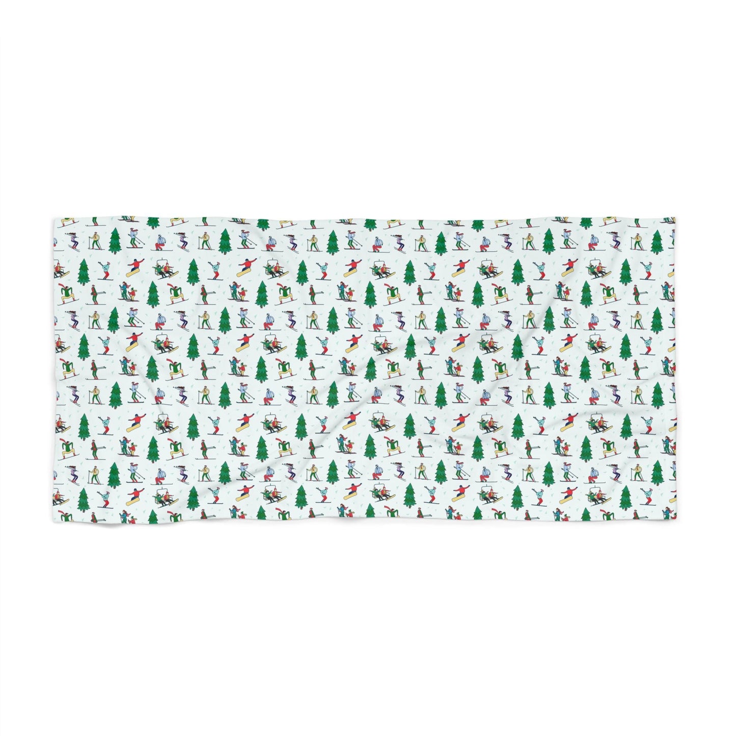 Ski Themed Winter Landscape Printed Beach Towel
