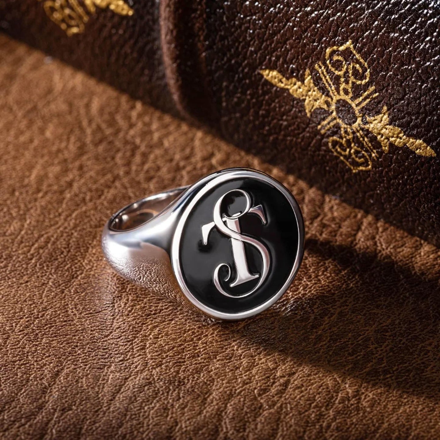 Custom Mongram Signet Ring with Inside Engraving