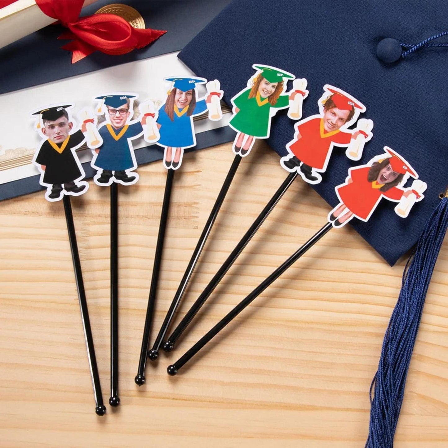 Personalized Face Photo Graduation Drink Stirrer