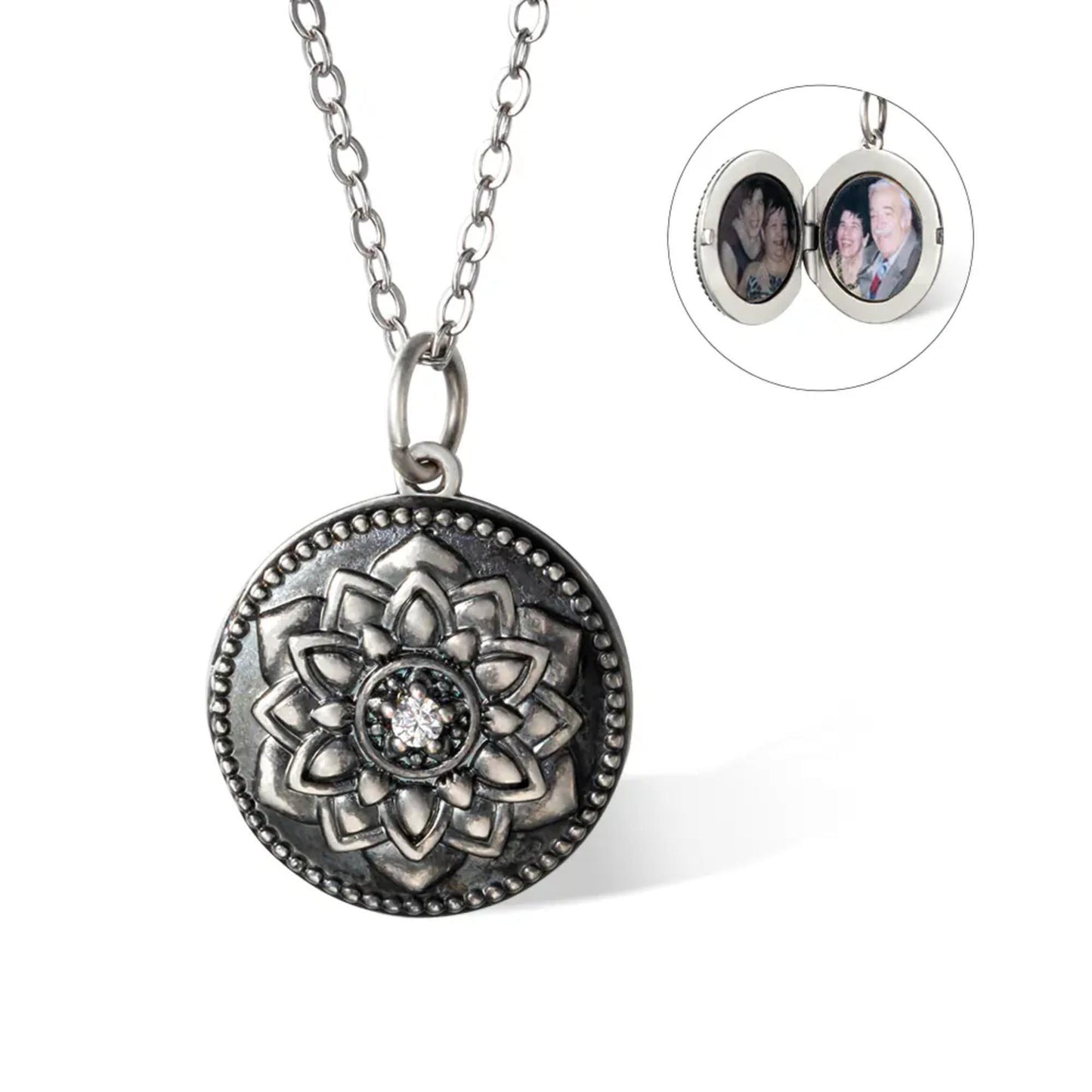 Custom Vintage Sunflower Photo Necklace