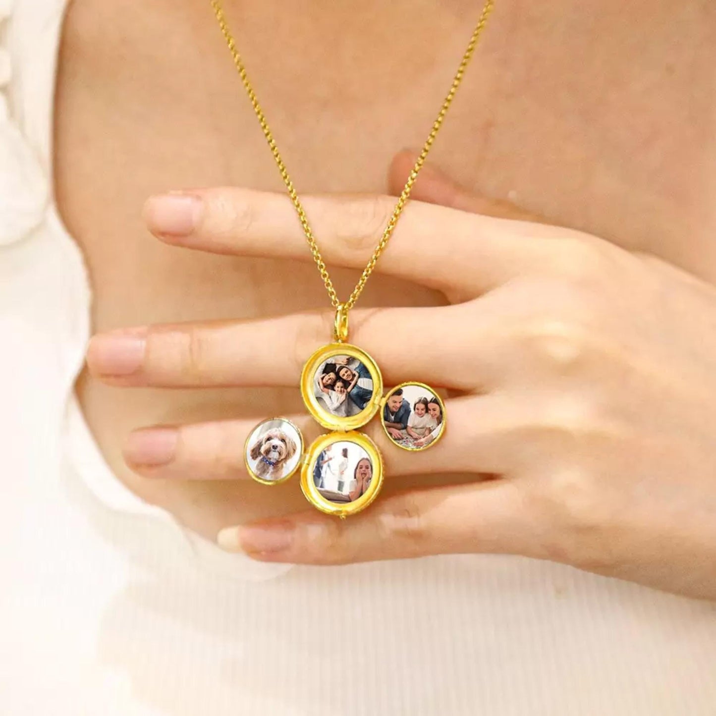 Personalized 4 Photo Constellation Locket Necklace