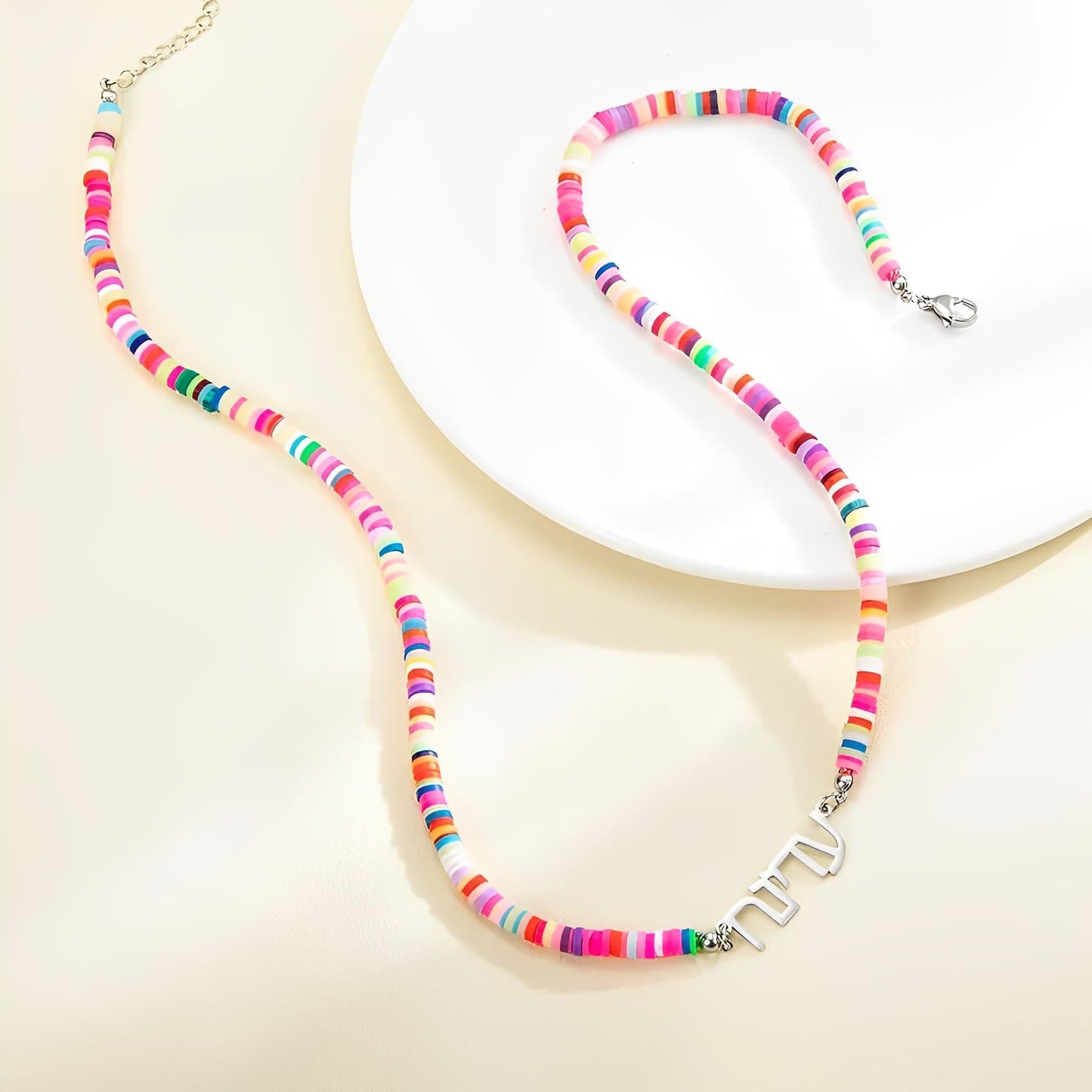 Personalized Hebrew Name Beaded Necklace