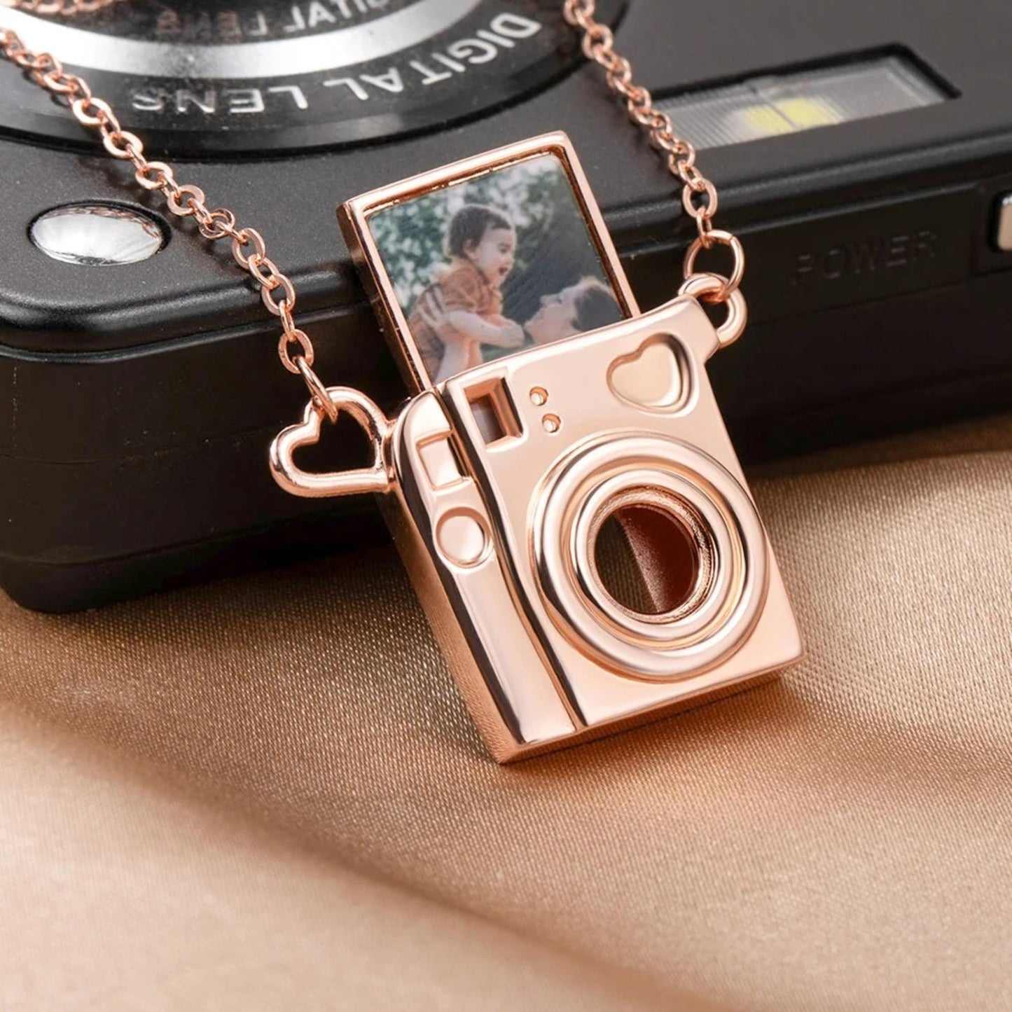 Personalized Photo Mini Camera Charm Necklace