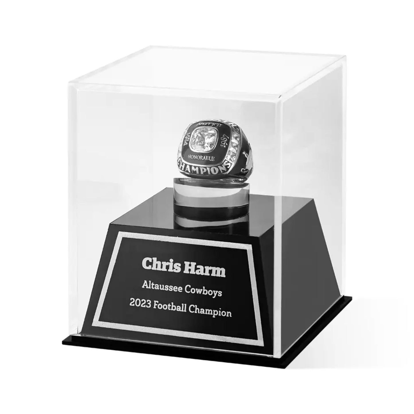 Custom Engraved Championship Ring Display Case
