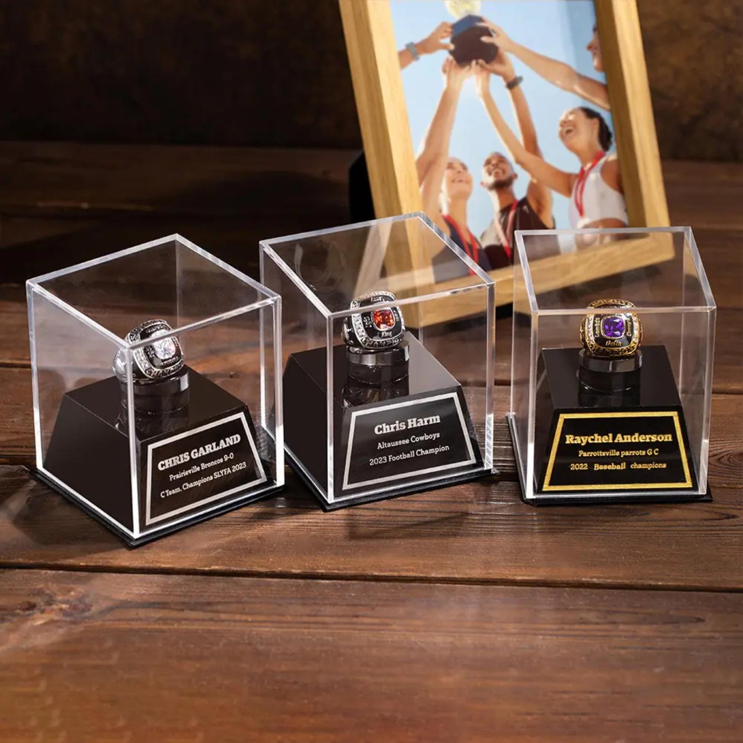 Custom Engraved Championship Ring Display Case
