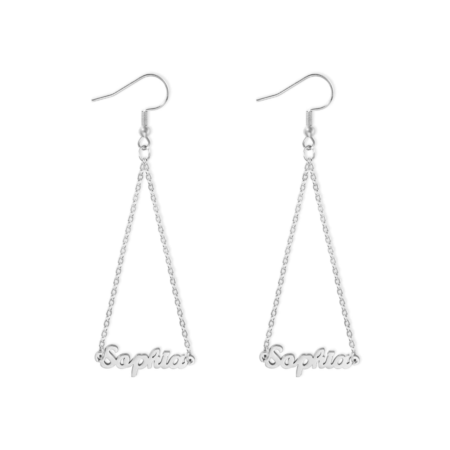 Personalized Triangle Name Dangly Earrings