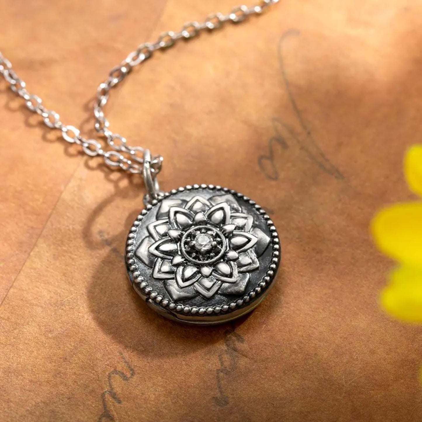 Custom Vintage Sunflower Photo Necklace