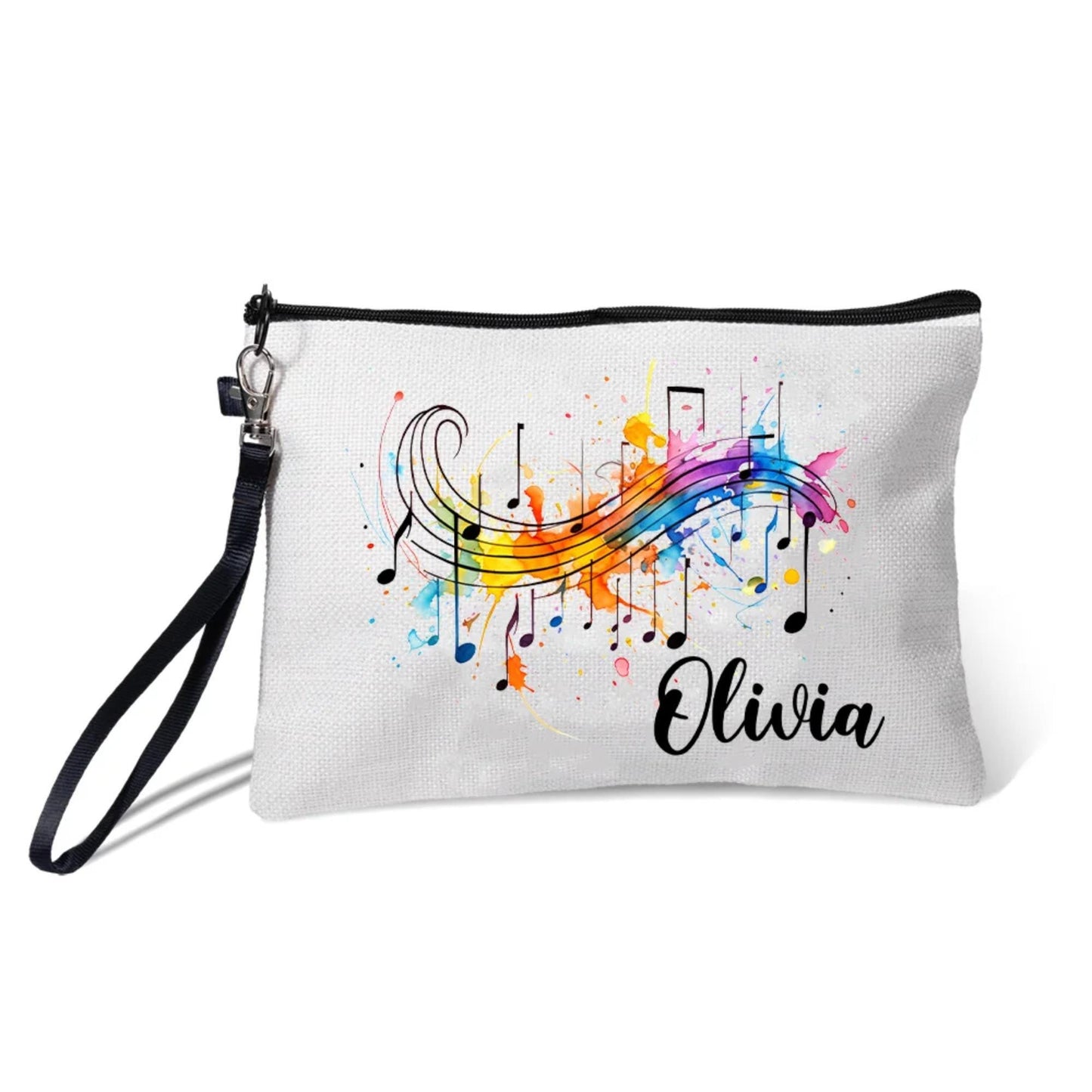 Personalized Colorful Music Note Makeup Bag