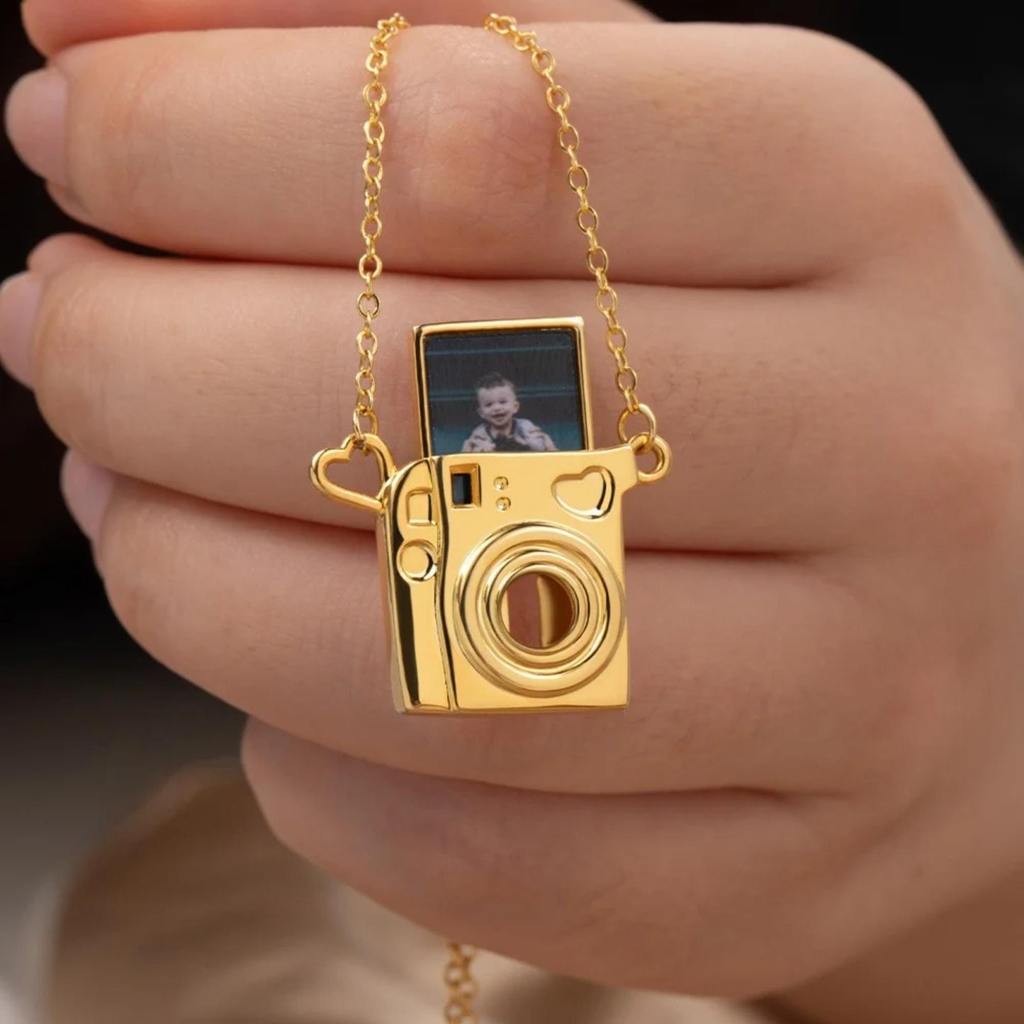 Personalized Photo Mini Camera Charm Necklace