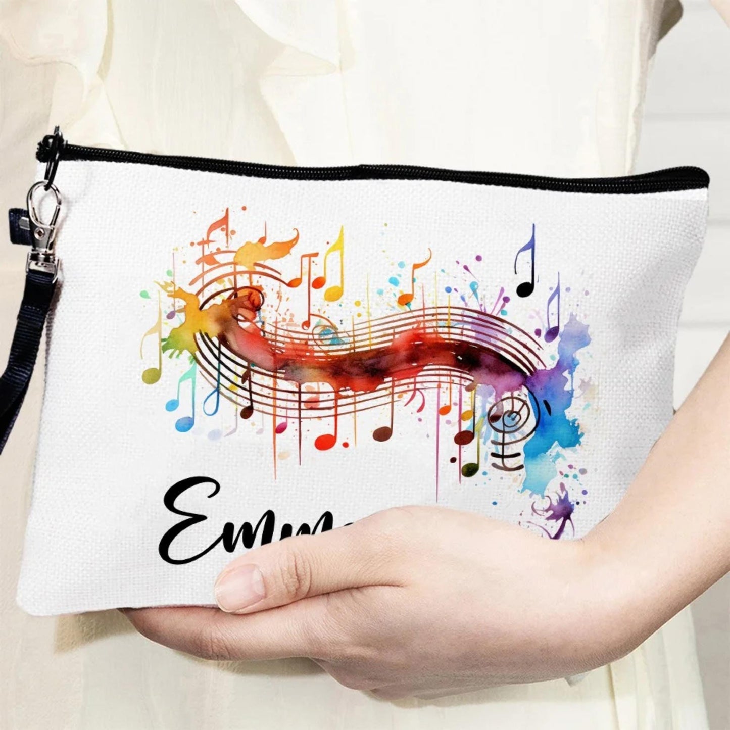 Personalized Colorful Music Note Makeup Bag