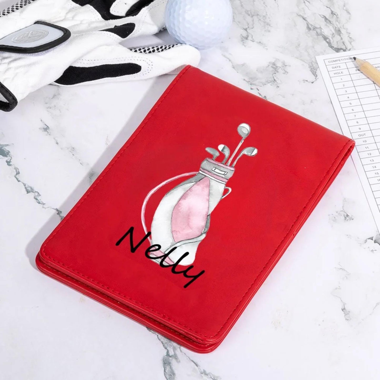 Personalized Pink Coquette Bow Golf Scorecard Holder