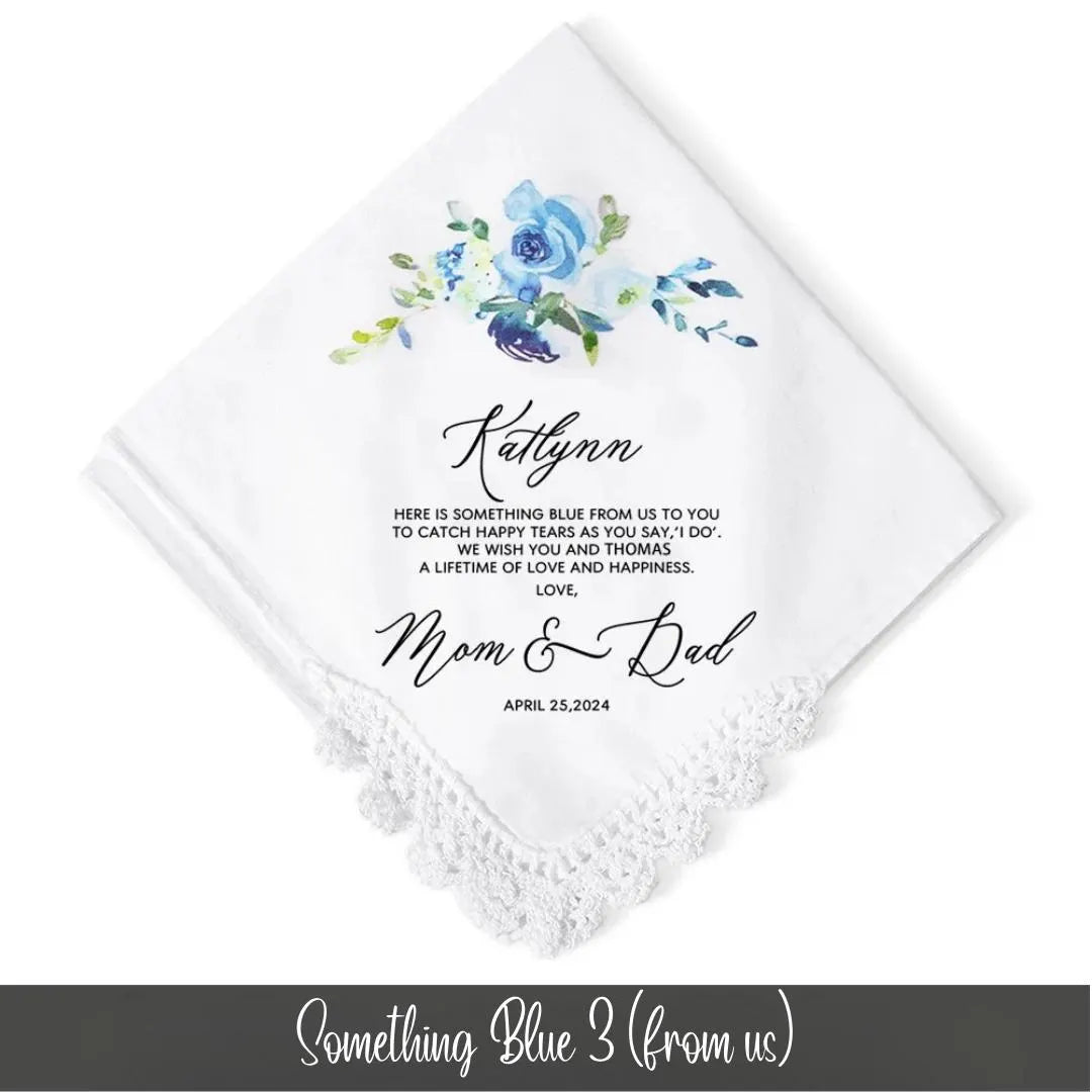 Personalized Floral Wedding Handkerchief