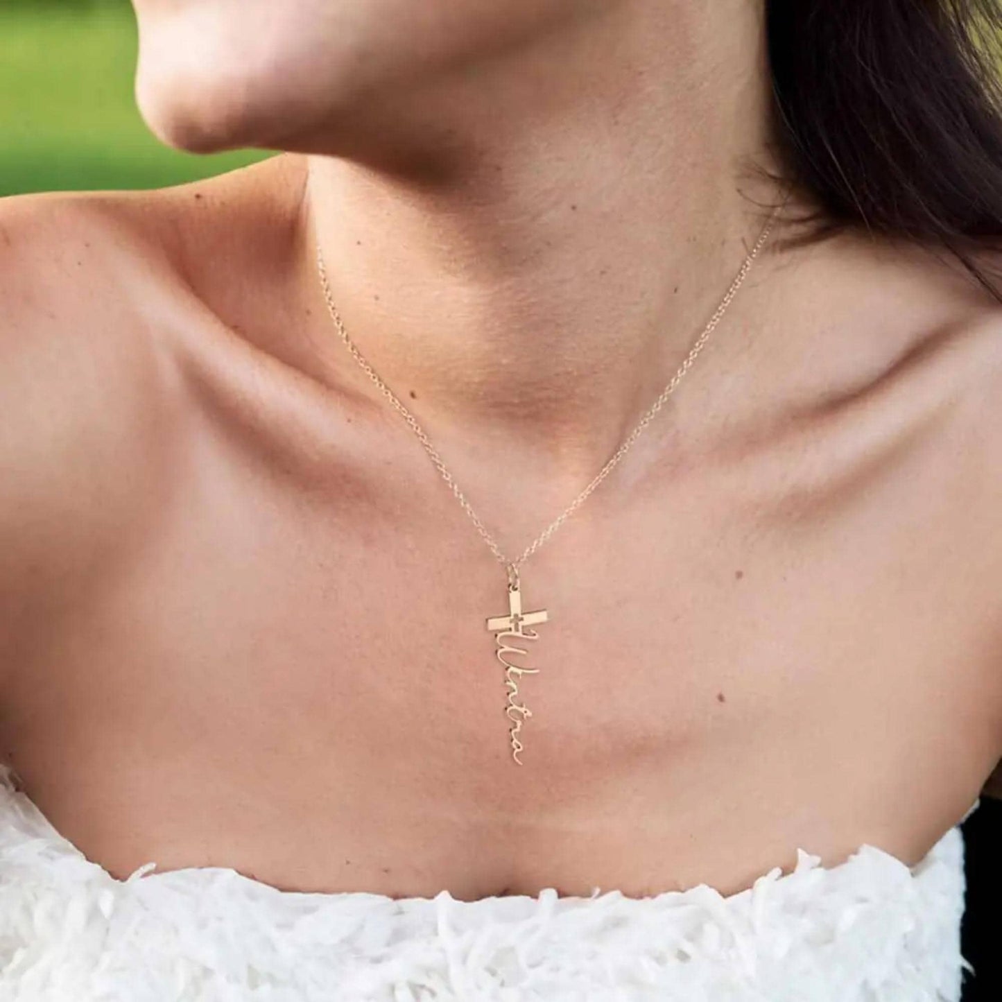 Custom Cross Name Necklace