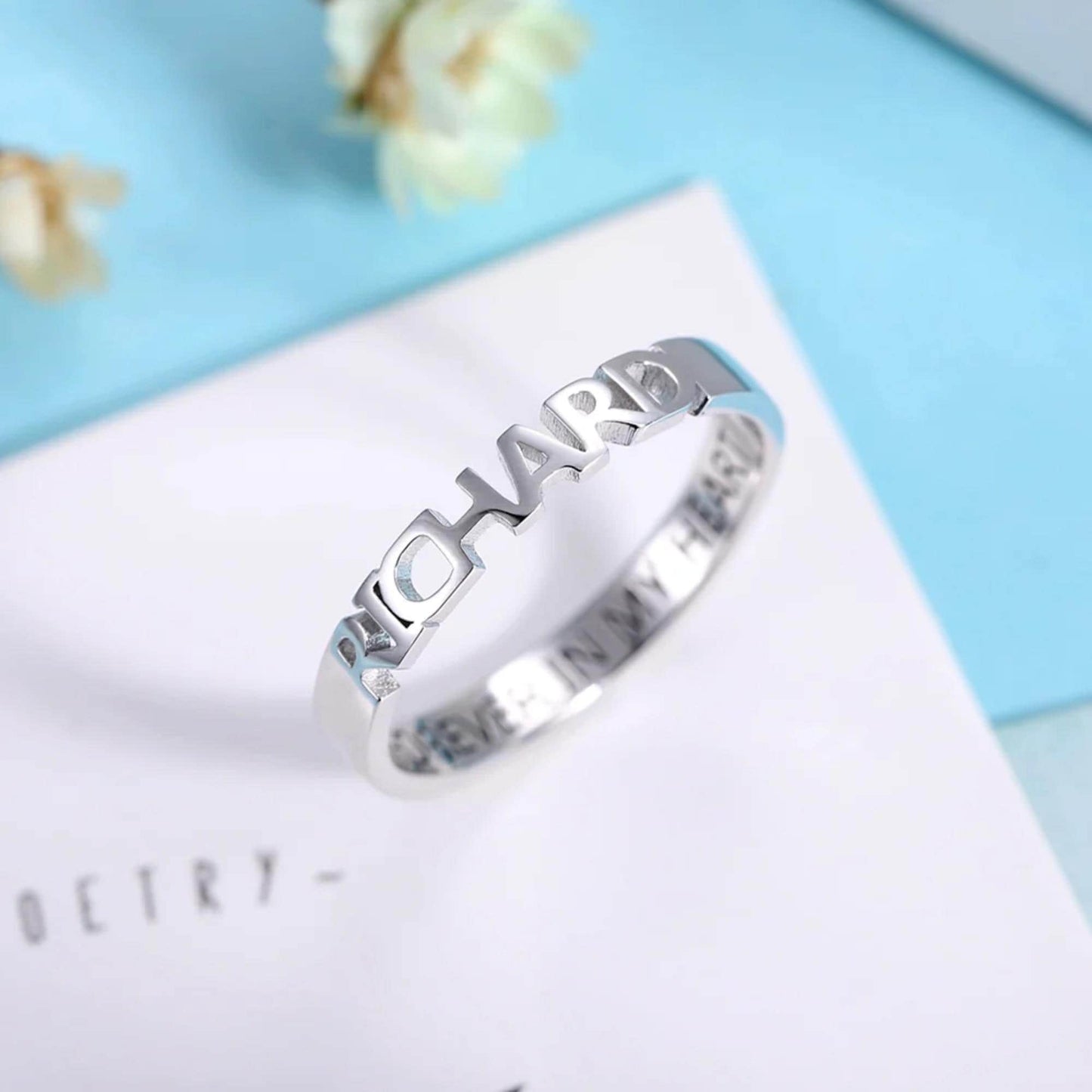 Personalized Name Stackable Rings with Inner Engraving