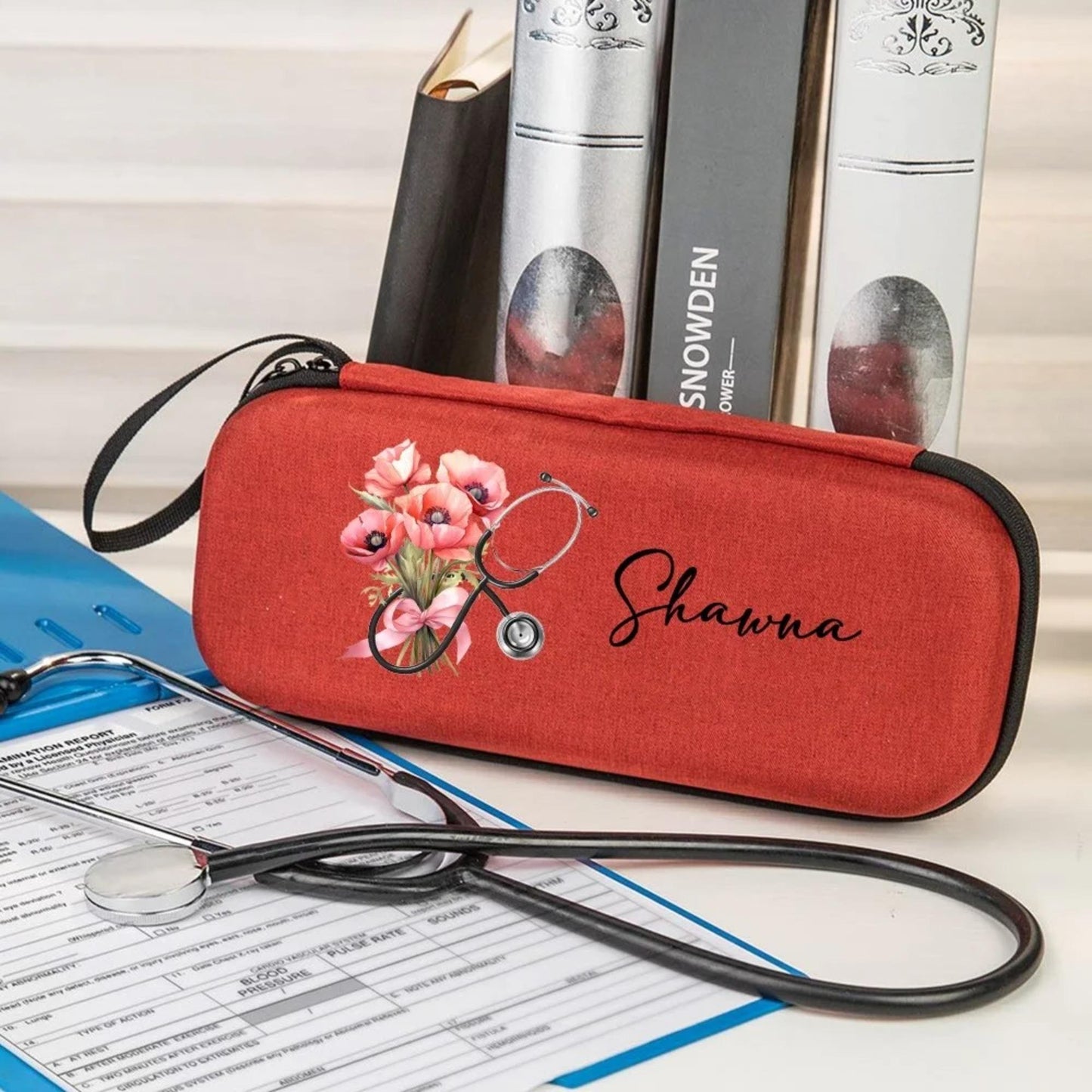 Custom Name Birth Flower Stethoscope Case