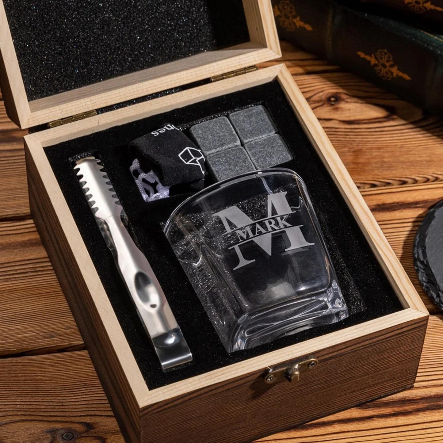 Personalized Engraved Monogram Whiskey Glass Set