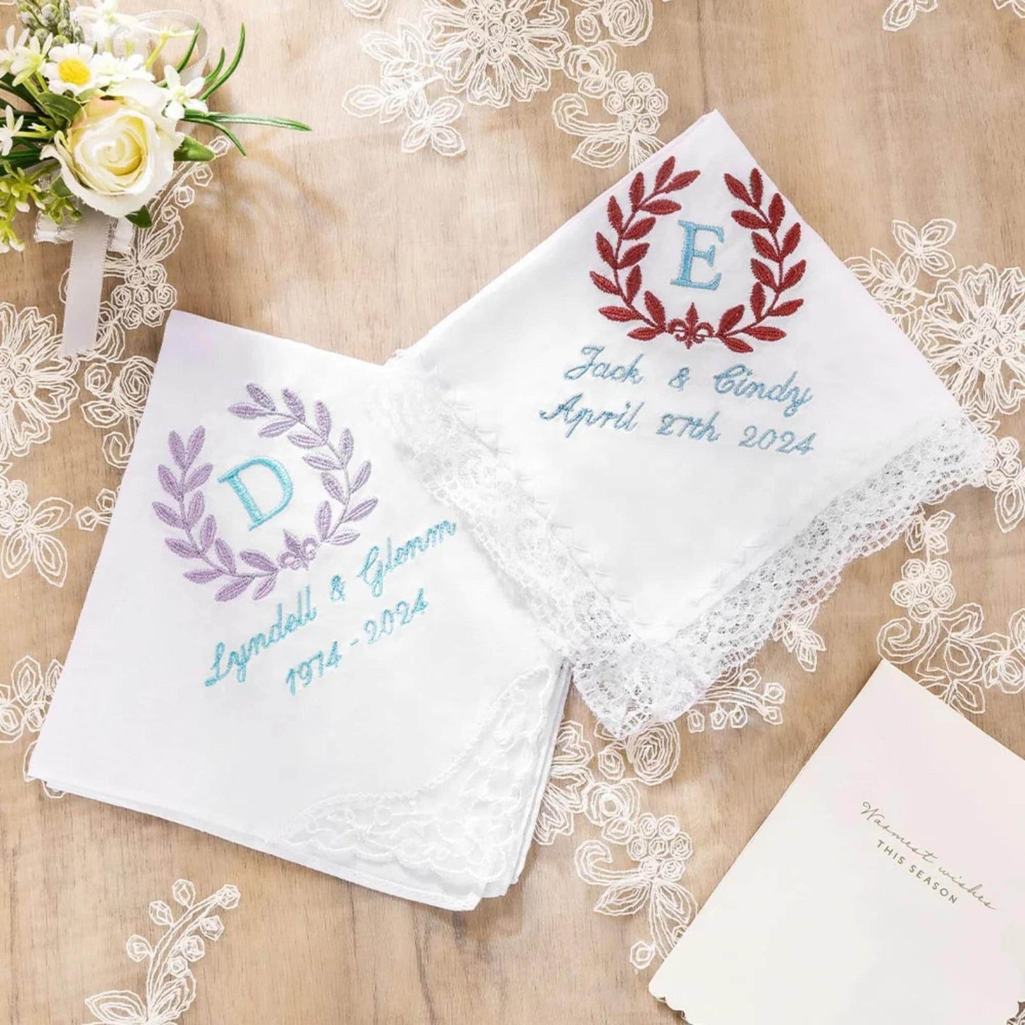 Custom Embroidered Wedding Handkerchief