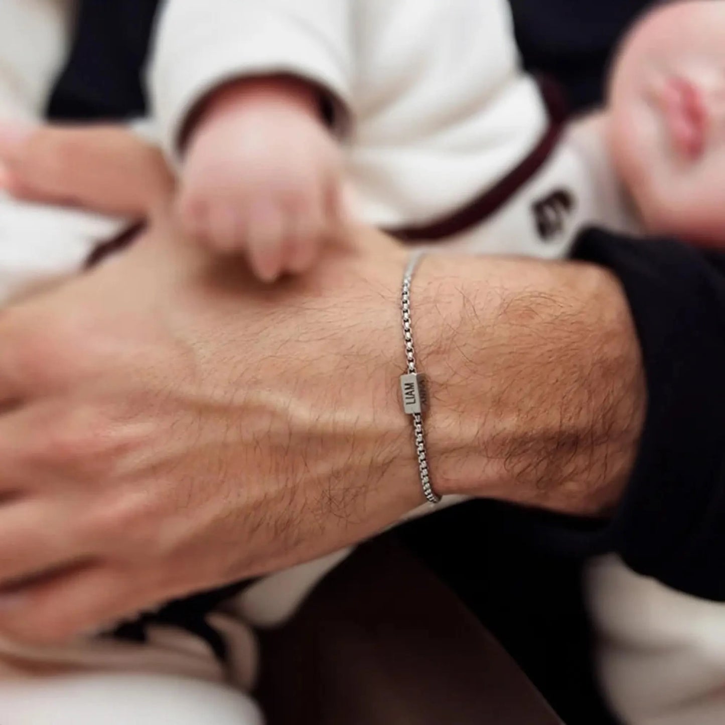 Personalized Dad Bar Bracelet with Kids Names