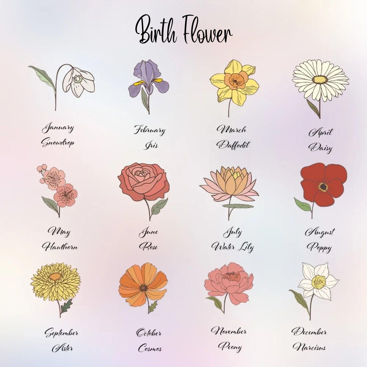 Personalized Birth Flower Clipboard with Name