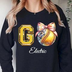 Personalisiertes Sport-Sweatshirt mit kokettem Schleifen-Diskokugel-Motiv