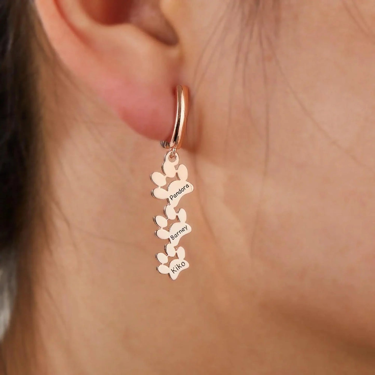 Personalized Dog Paw Print Huggie Earrings