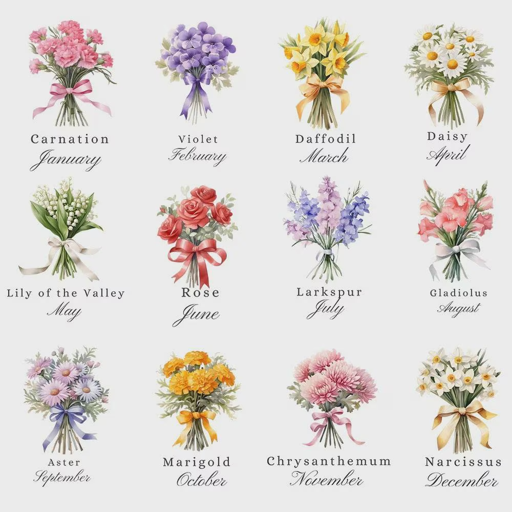 Personalized Birth Flower Ring Dish with Name