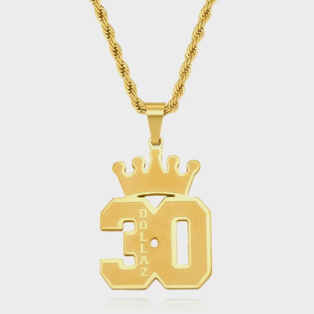Personalized Name and Number Crown Necklace