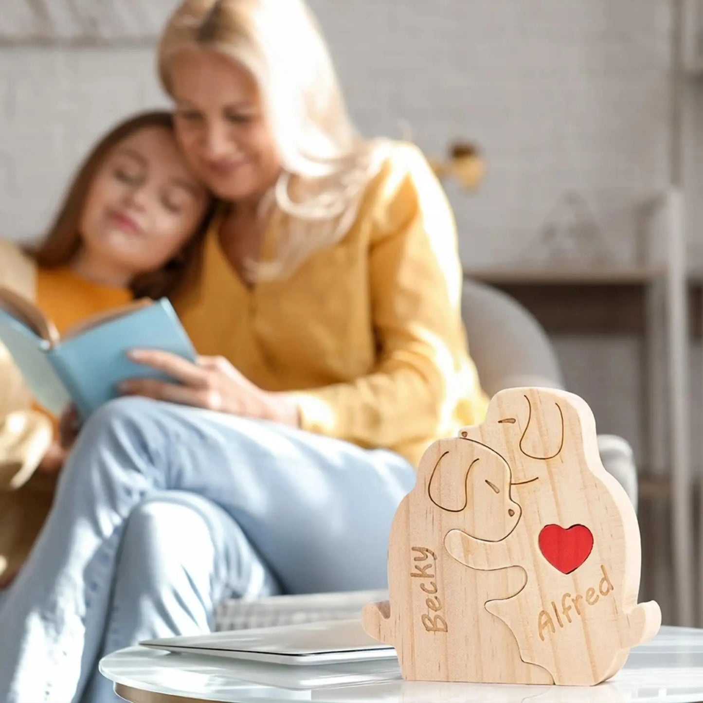 Personalized Wooden Dog Family Puzzle Sign